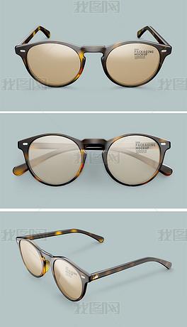 原创高档眼镜墨镜镜片镜框包装样机模型-版权可商用